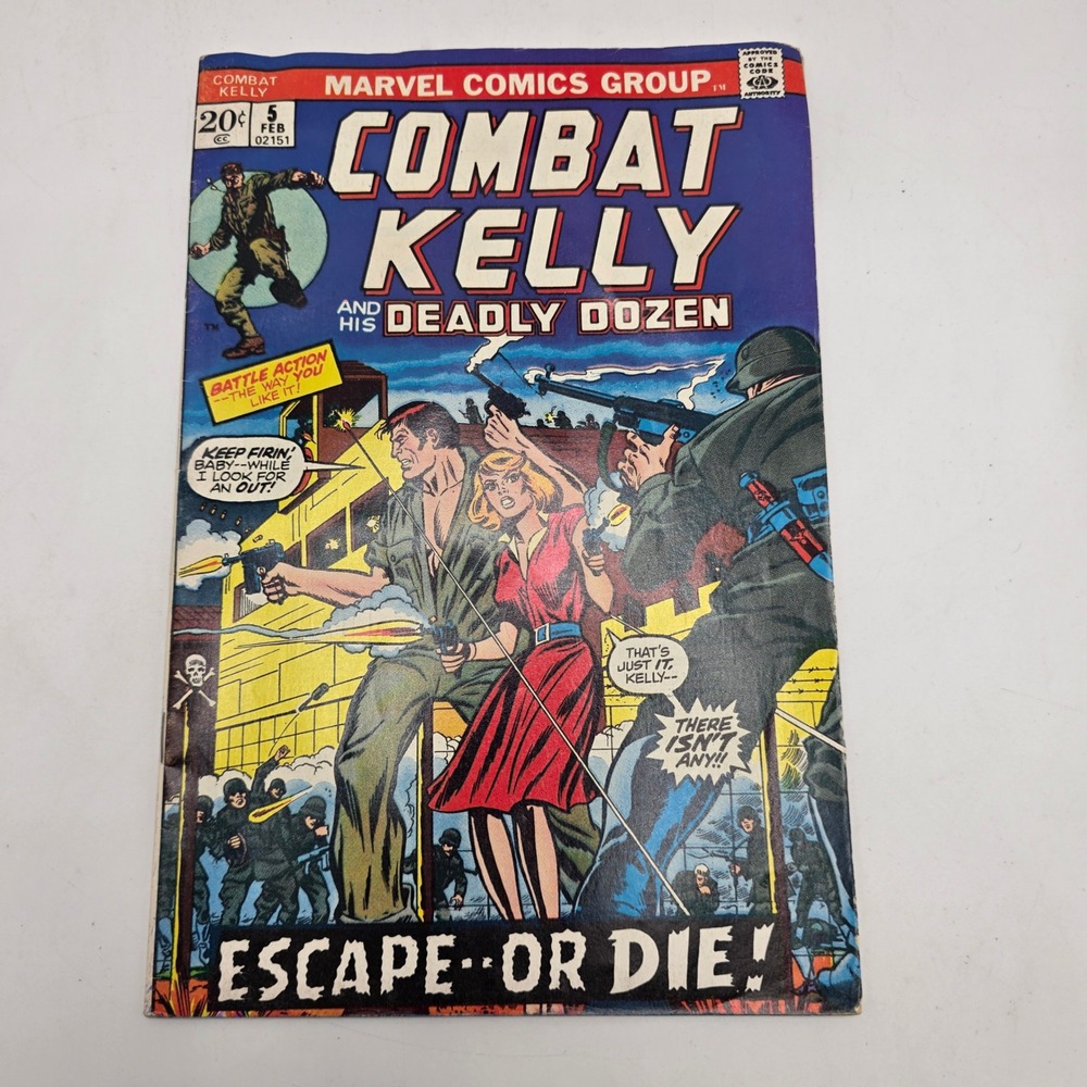 Marvel Combat Kelly 5 Deadly Dozen Bronze Age War Comic 1973 Escape Or Die WWII